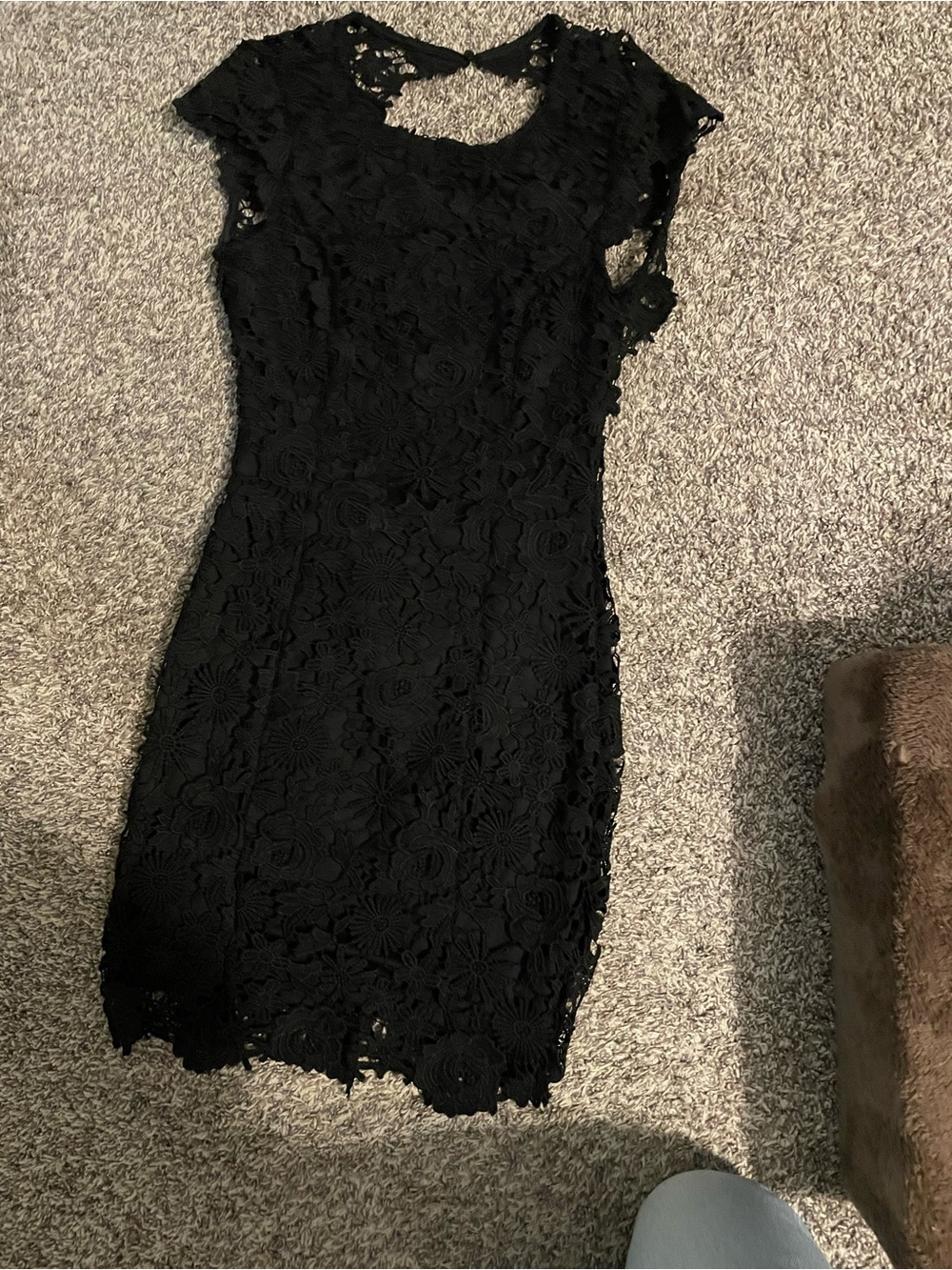 Lulu's Black Floral Lace Mini Dress